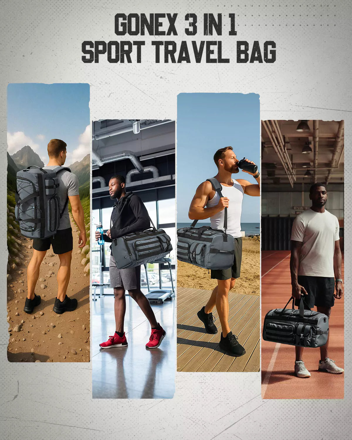 Gonex Large 3-in-1 Convertible Duffel Bag with Shoe Compartment Gonex Large 3-in-1 Convertible Duffel Bag with Shoe Compartment