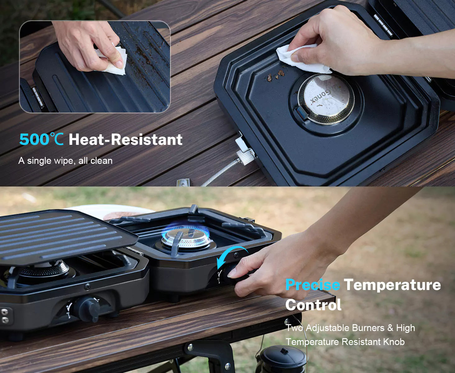 500℃ heat resistant and precise temperature control camping burner propane