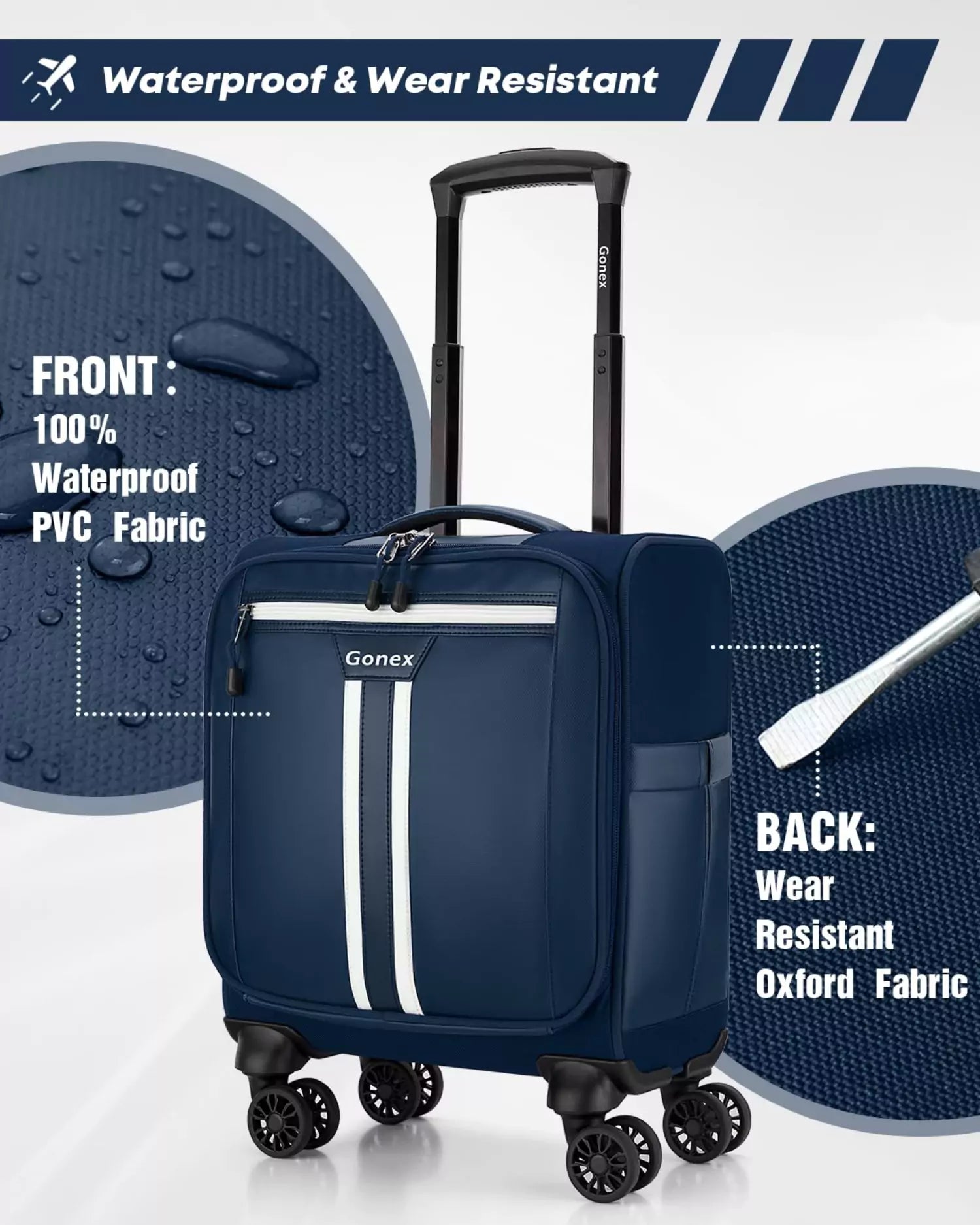 Gonex waterproof and wear resistant carry on luggage with wheels