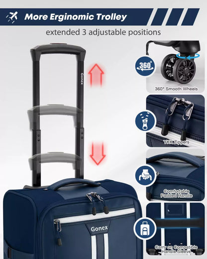 More erginomic trolley carry on suitcase on wheels