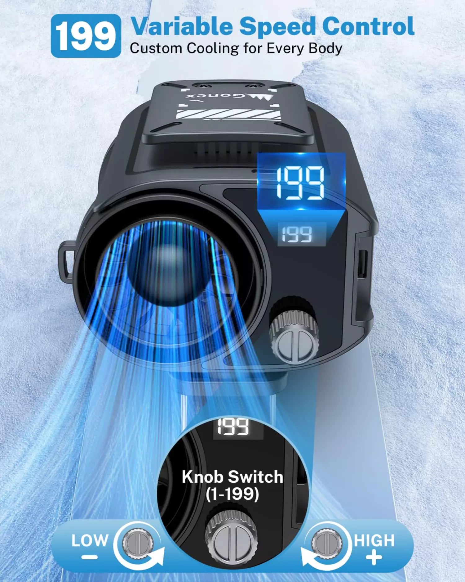 199 variable speed control clip on waist fan