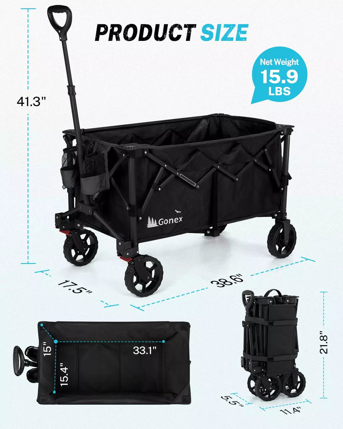 Gonex 38"L collapsible wagon size