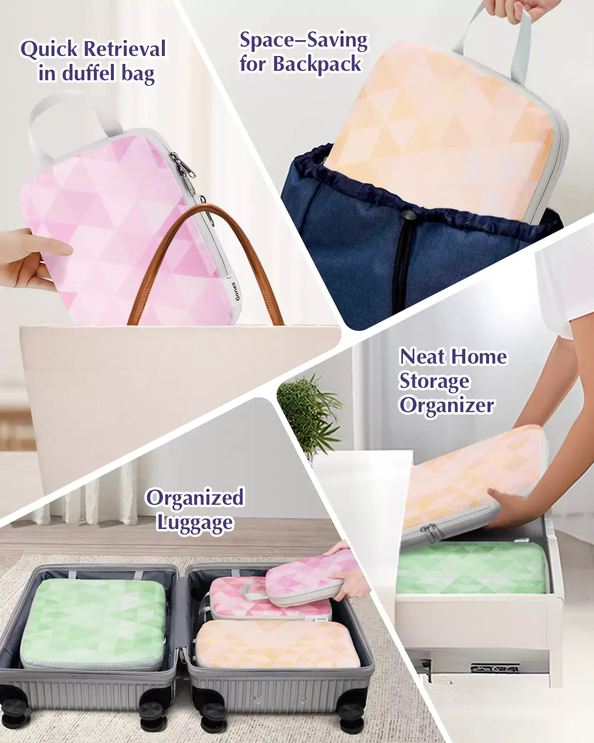 Application of compression packing cubes for travel