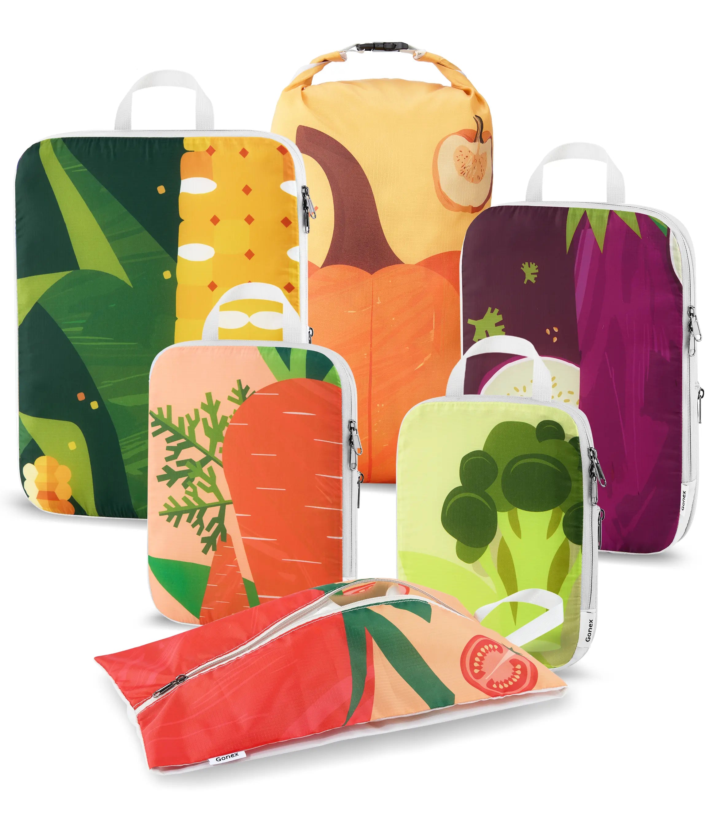 Gonex compression packing cubes with fruit and vegetable pattern