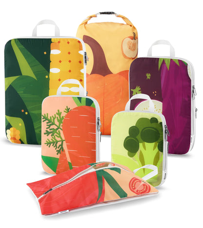 Gonex compression packing cubes with fruit and vegetable pattern