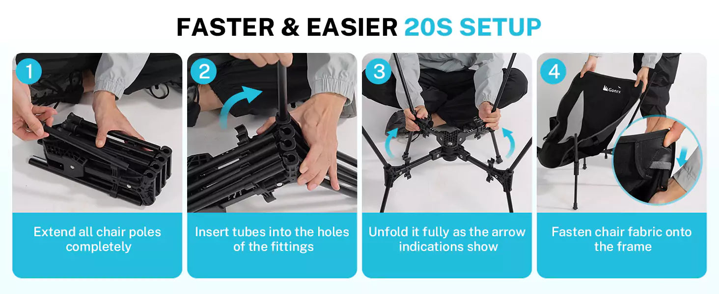 Gonex foldable camping chair installation guide