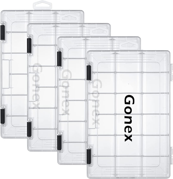 Gonex 3600 Fishing Tackle Boxes with Non-Slip Openings, Transparent / 4 Packs