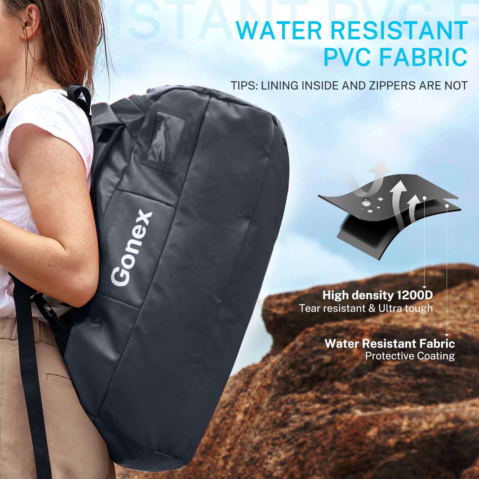 Gonex 80L Water Repellent Duffel Bag Backpack