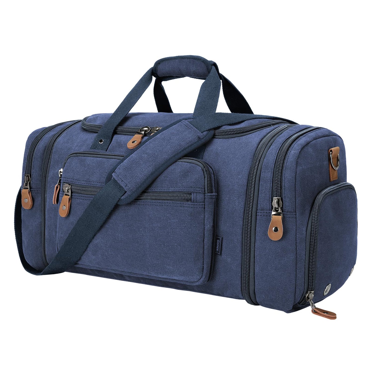 Gonex 60L Canvas Duffle Bag with Shoe Compartment for Men, Blue / X Large & Shoe Compartment Gonex 60L Canvas Duffle Bag with Shoe Compartment for Men, Blue / X Large & Shoe Compartment