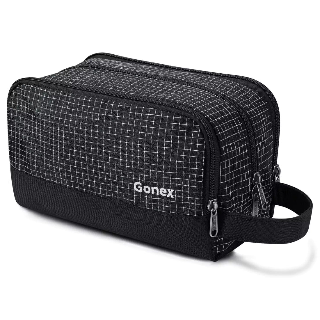 Gonex travel toiletry bag checkered pattern black