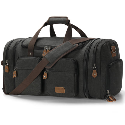 Gonex 60L Expandable Canvas Duffle Bag with Shoe Compartment
