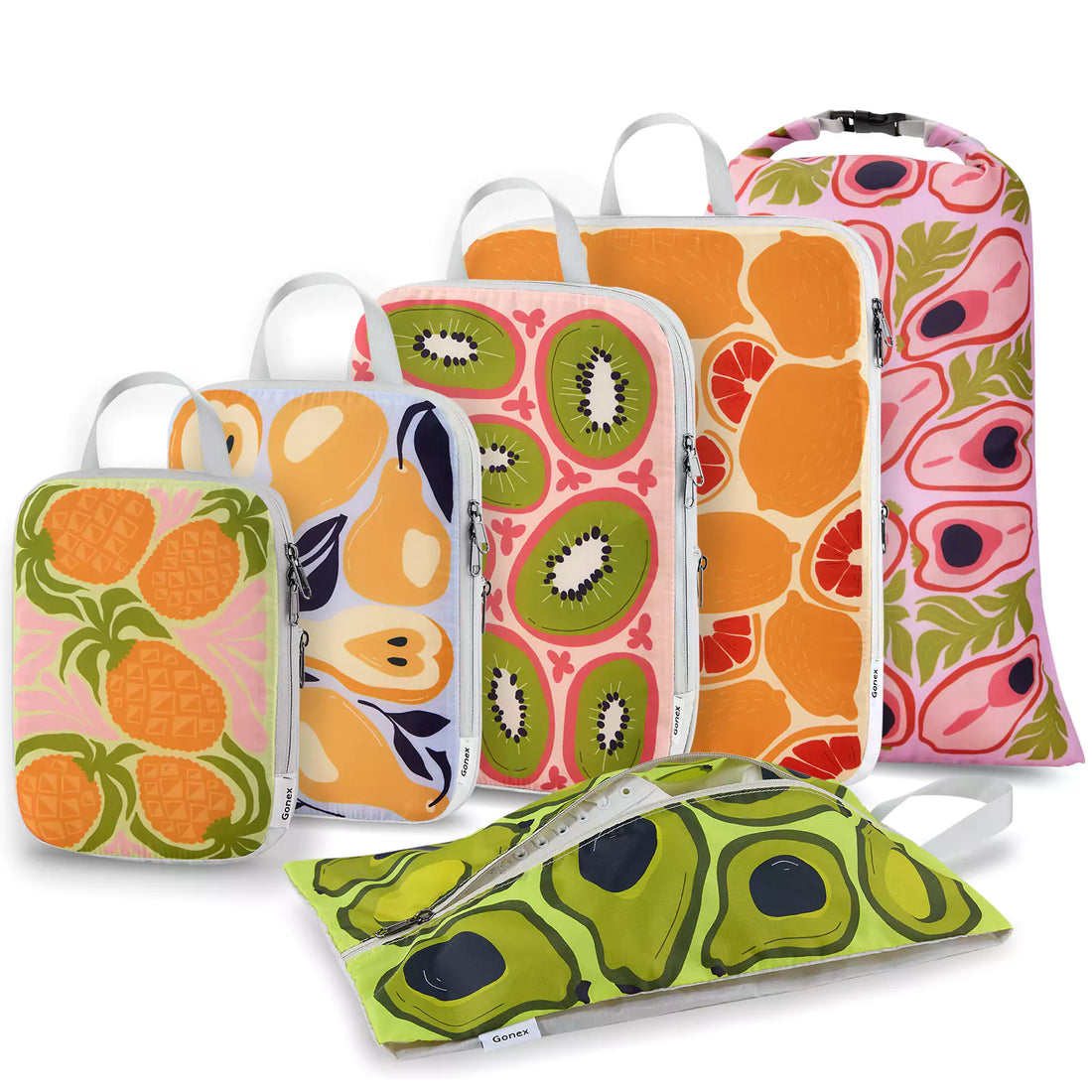 Gonex luggage organizer set with fruit pattern