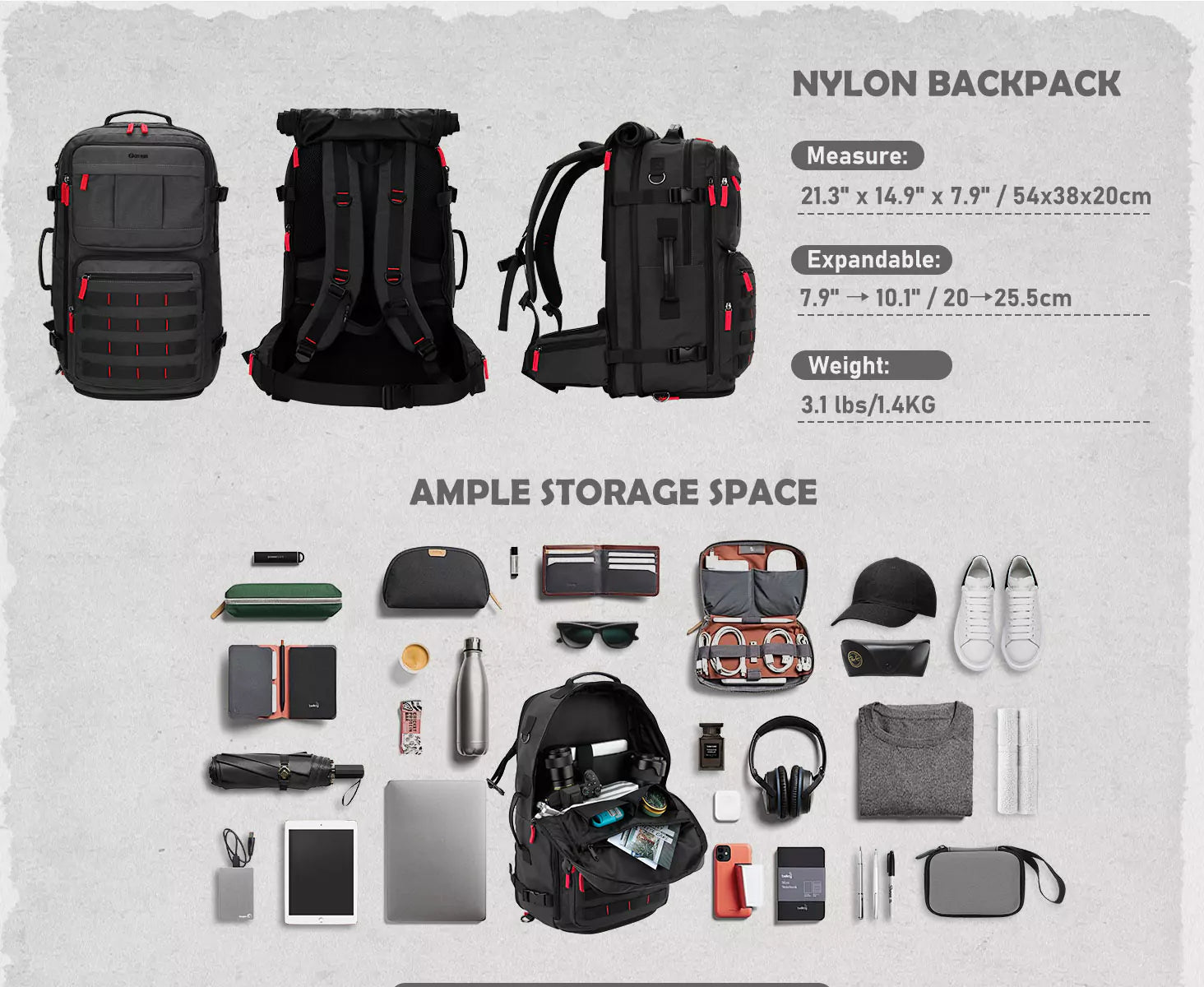 Nylon carry on bag for men
