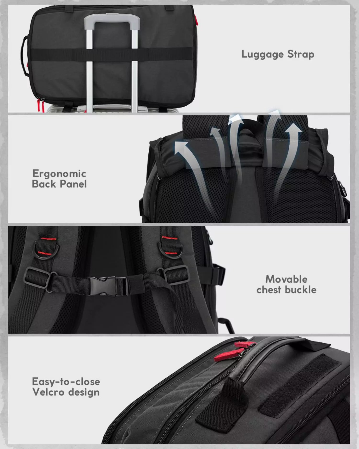 Gonex nylon travel backpacking backpack features