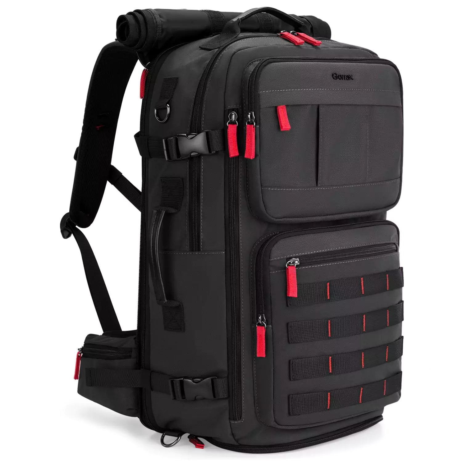 Gonex Nylon Carry On Travel Backpack 45L Large Convertible Duffle Bag, Black