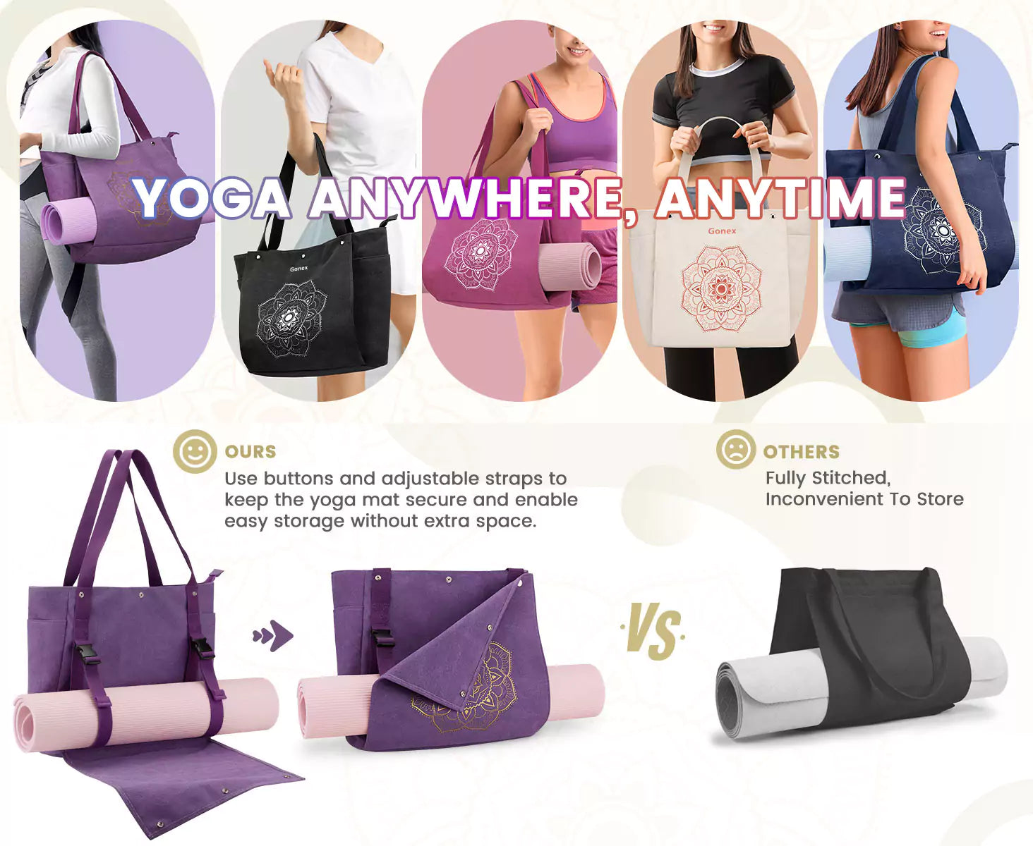 Oversized gonex yoga mat bag