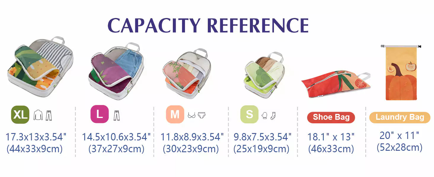Packing cubes with compression zippers
