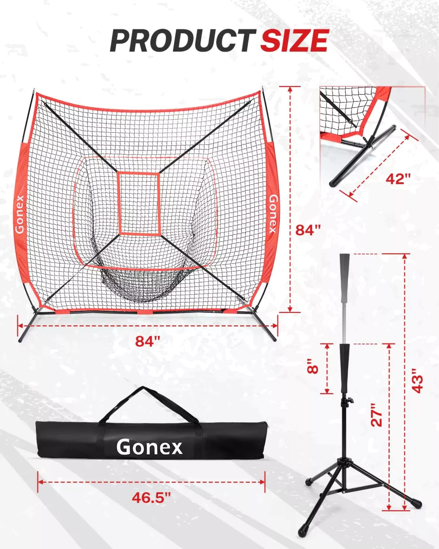 Gonex pitching net size