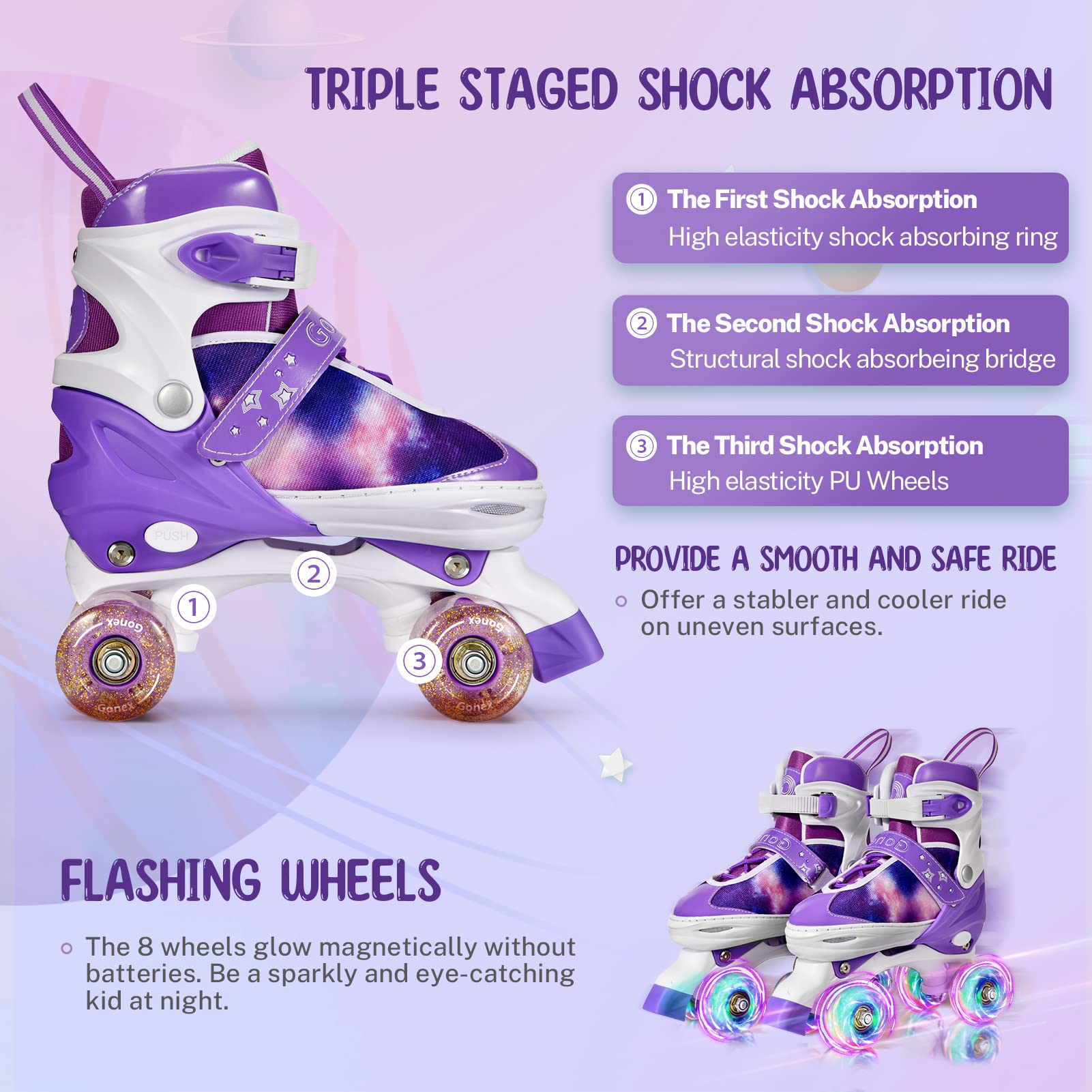 Gonex Roller Skates for Kids, Light Up Wheels Adjustable Roller Skates