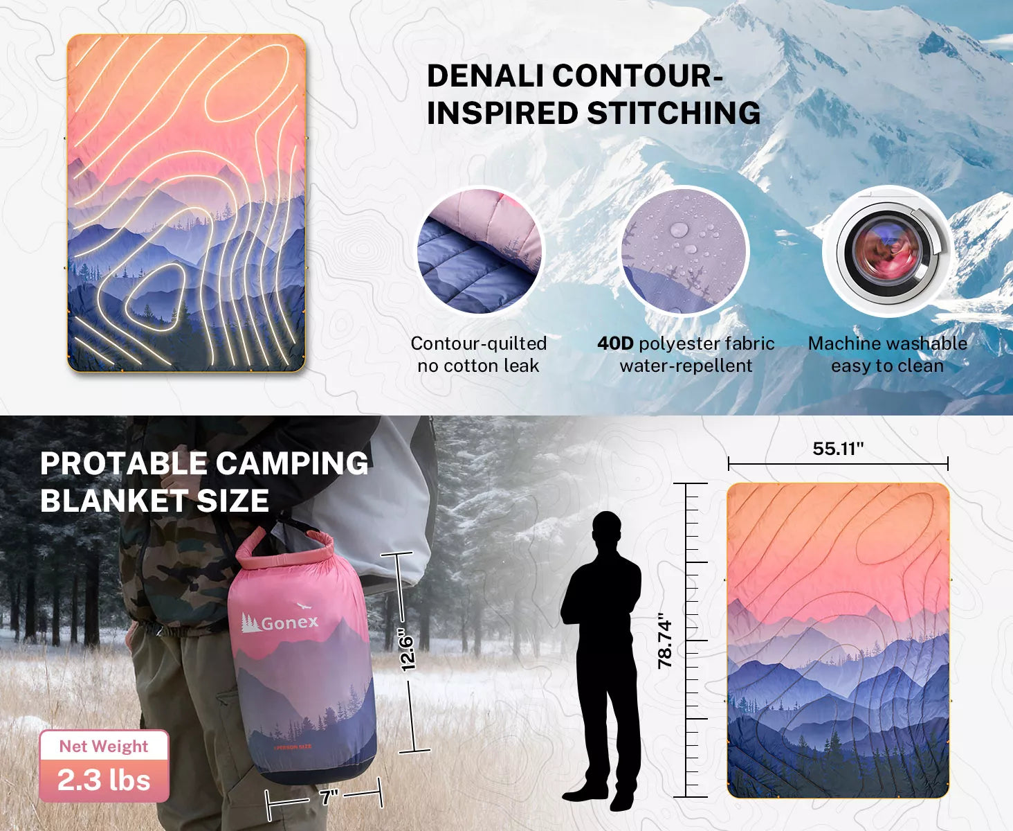 Portable camping sleeping bag blanket