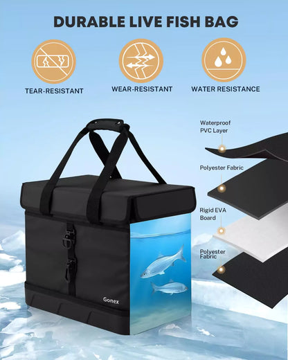Durable live fish tackle bag