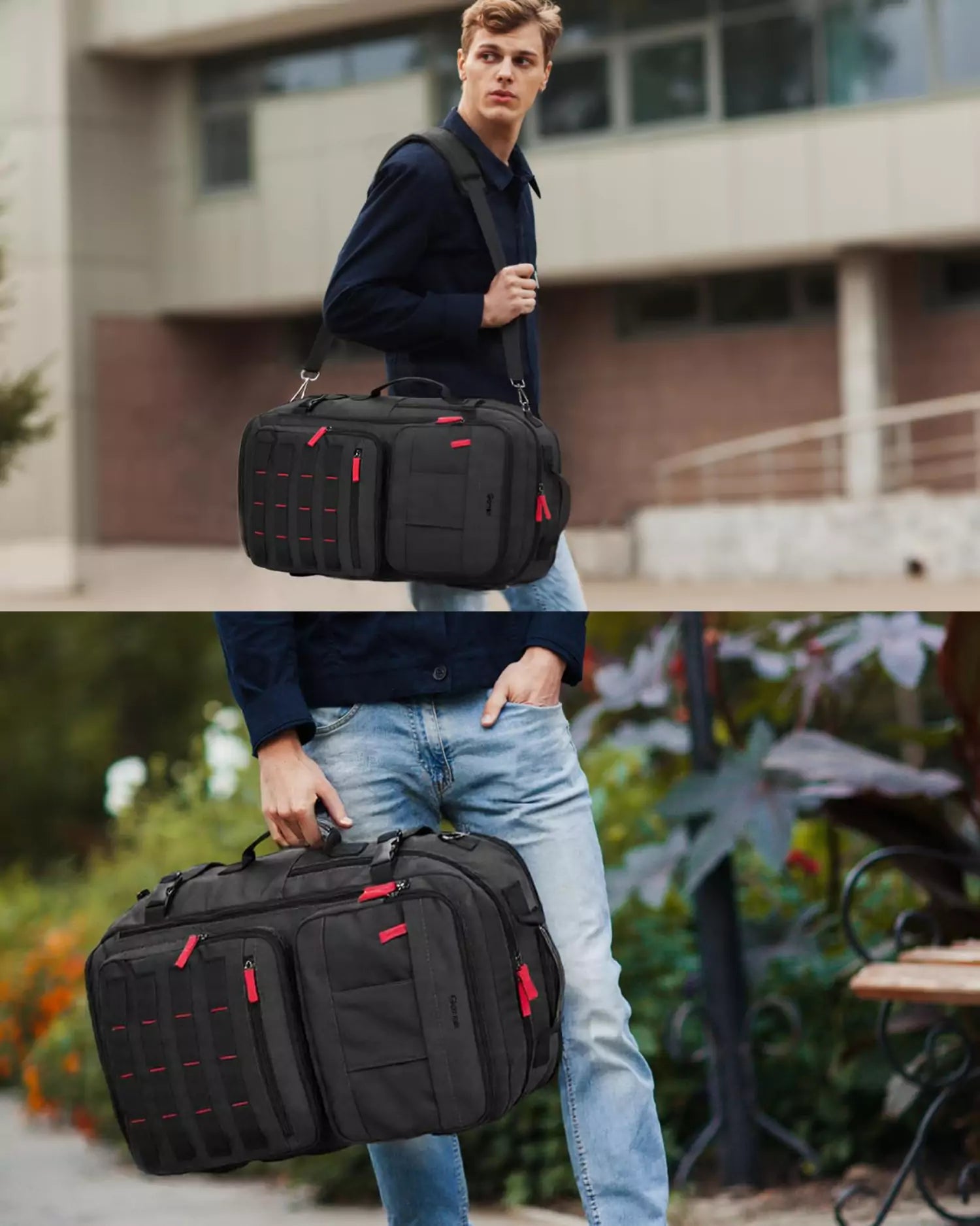 carrying around travel bag for men Gonex Nylon Carry On Travel Backpack 45L Large Convertible Duffle Bag