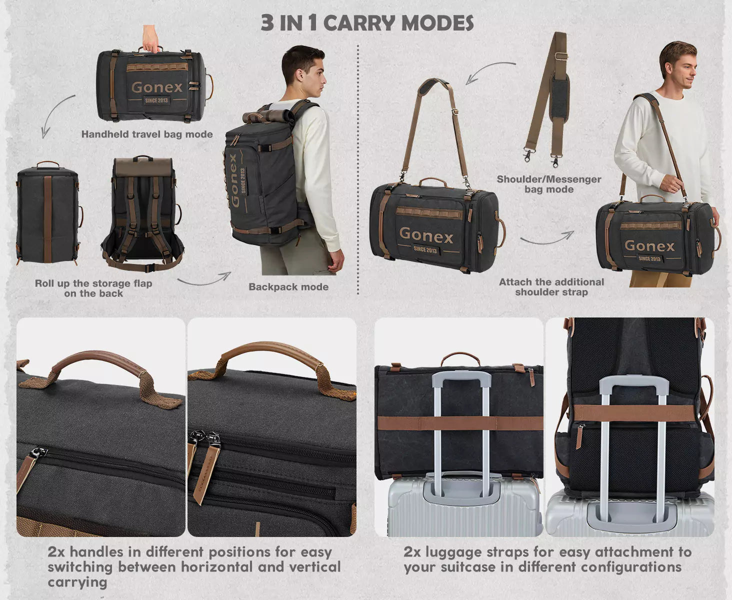 3 in 1 carry modes travel backpacking backpack