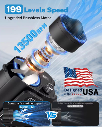 199 levels speed brushless motor waist clip fan