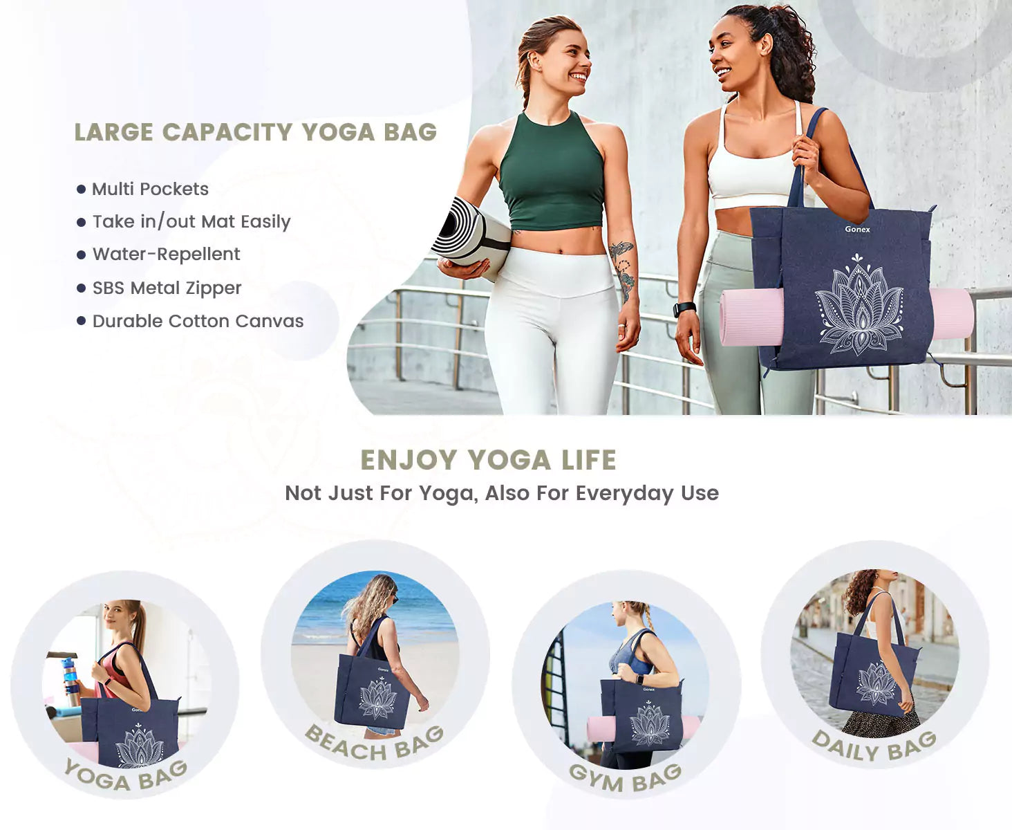 Multi pockets yoga bag with mat