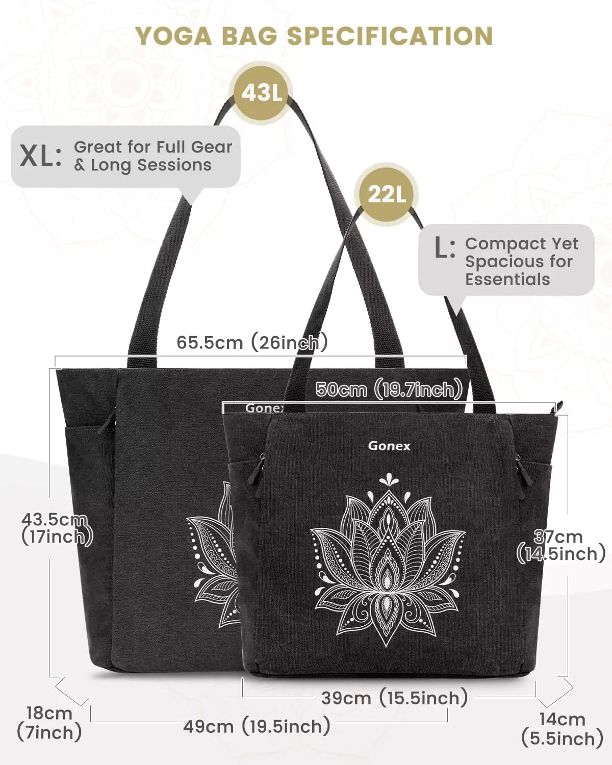 Gonex Yogamat Tas, Grote Draagtas met Meerdere Zakken voor Vrouwen en Mannen, Canvas Yogamat Drager – Volledige Rits voor Gemakkelijke Toegang, Ideaal voor Pilates, Sportschool en Reizen Gonex Yogamat Tas, Grote Draagtas met Meerdere Zakken voor Vrouwen en Mannen, Canvas Yogamat Drager – Volledige Rits voor Gemakkelijke Toegang, Ideaal voor Pilates, Sportschool en Reizen