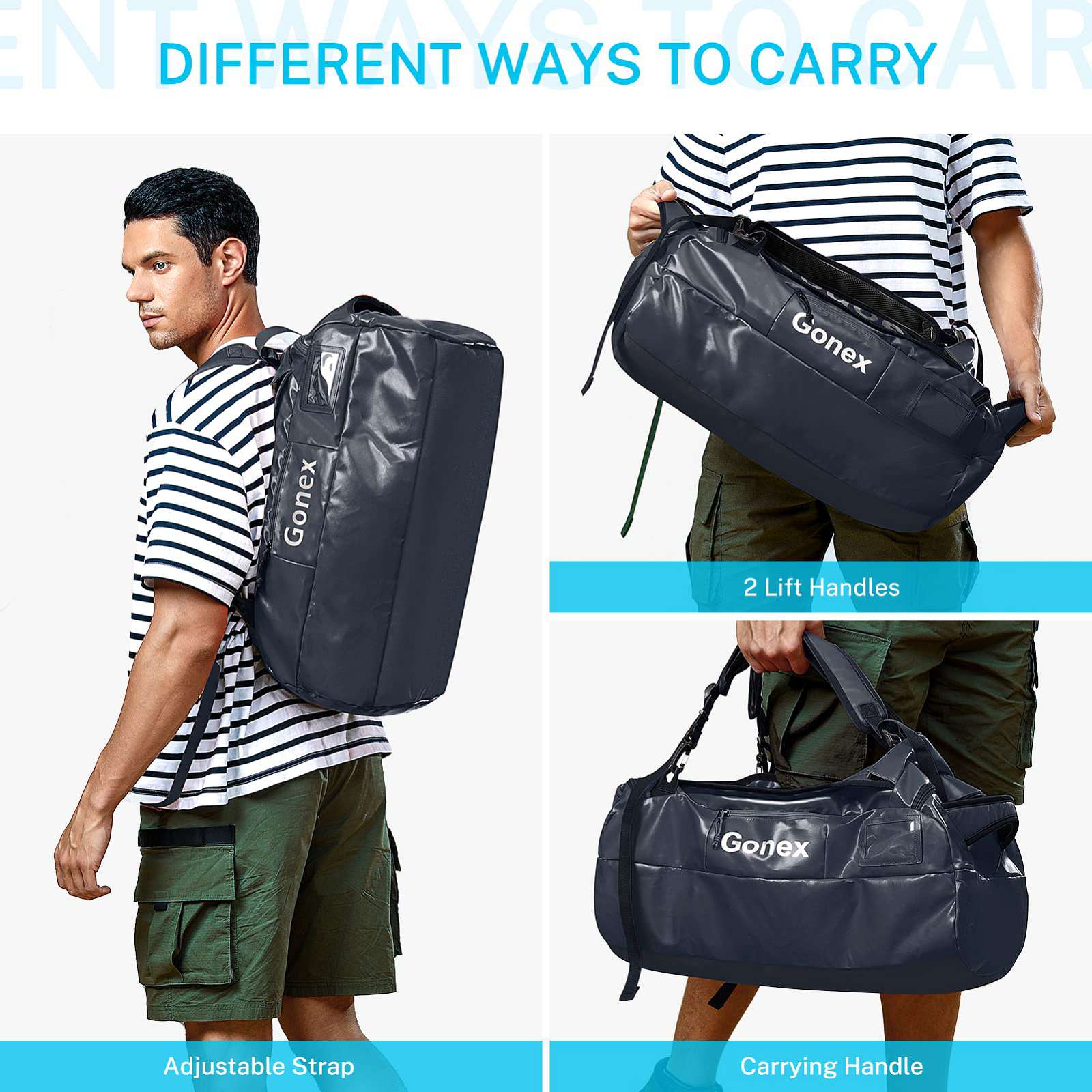 Gonex 60L Weekender Bag | Water Repellent Duffel Bag Backpack