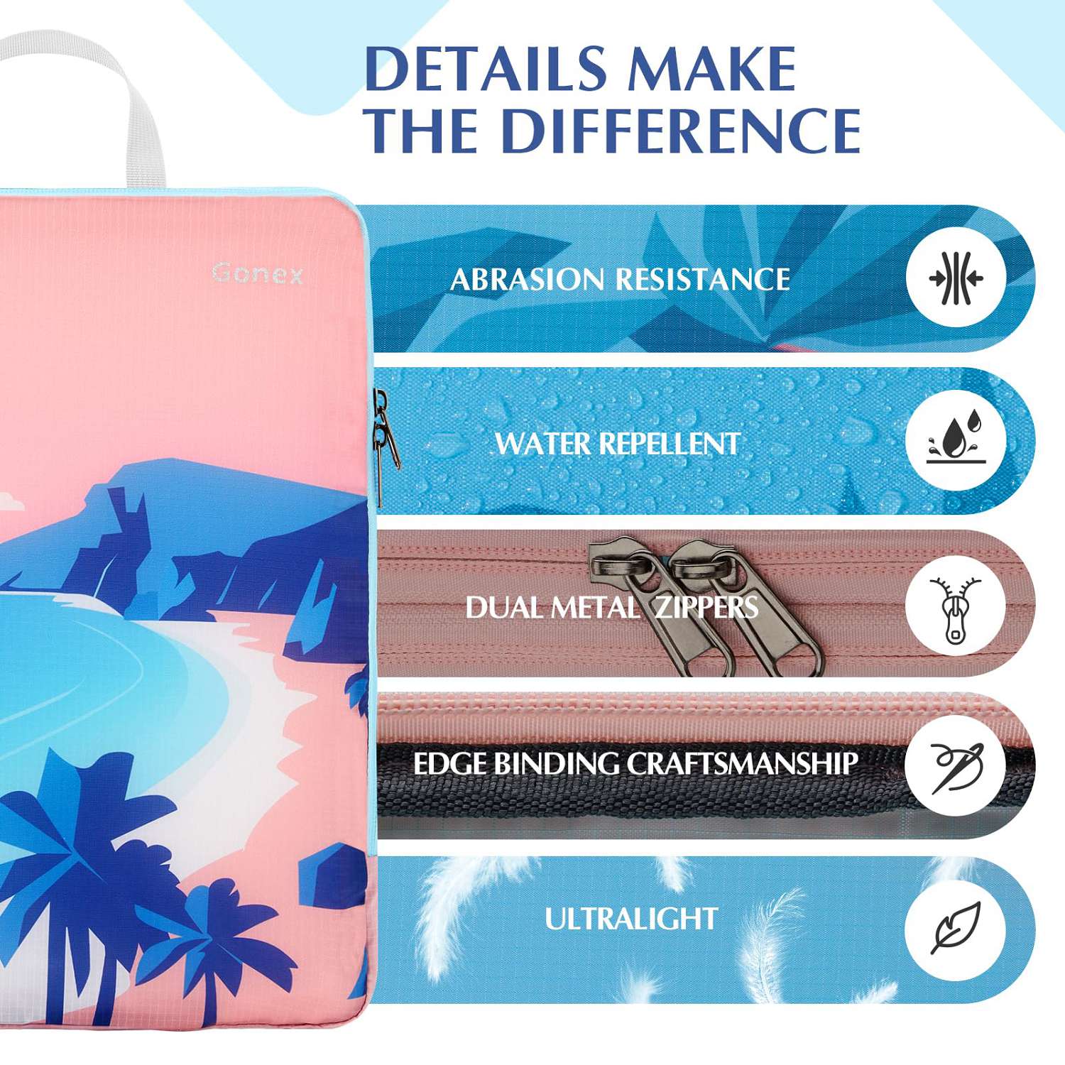 beach and palm trees packing cubes