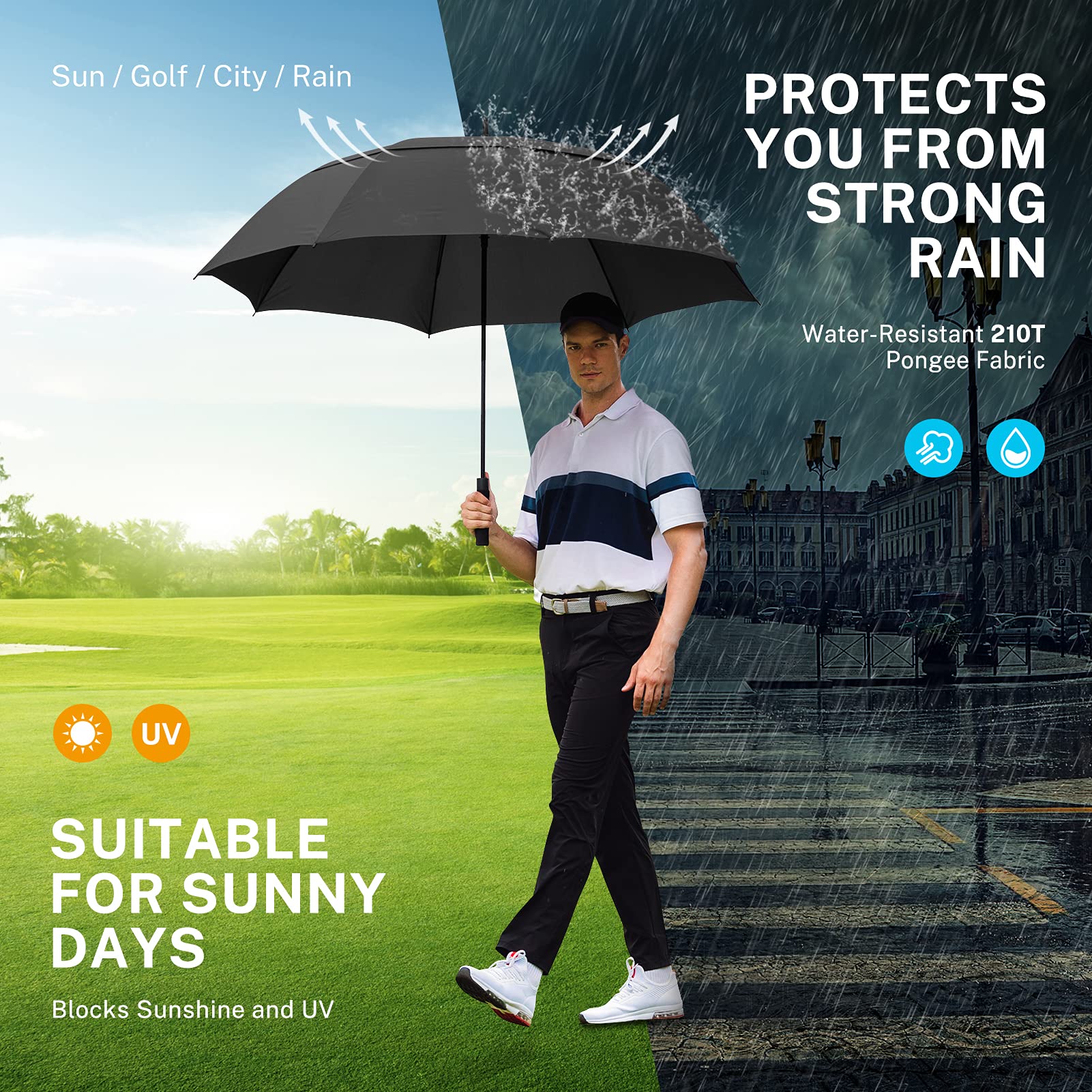 PXG Korea New Double Decker Golf Umbrella Wind Resistant Design UV Sunscreen Ergonomic Handlebar