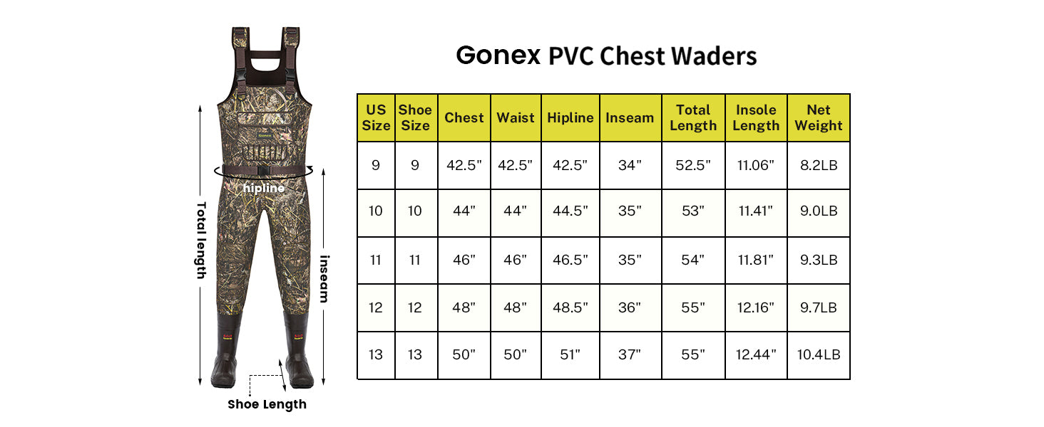 Gonex Neoprene Hunting Waders Chest Waders with 800G Insulated Boots