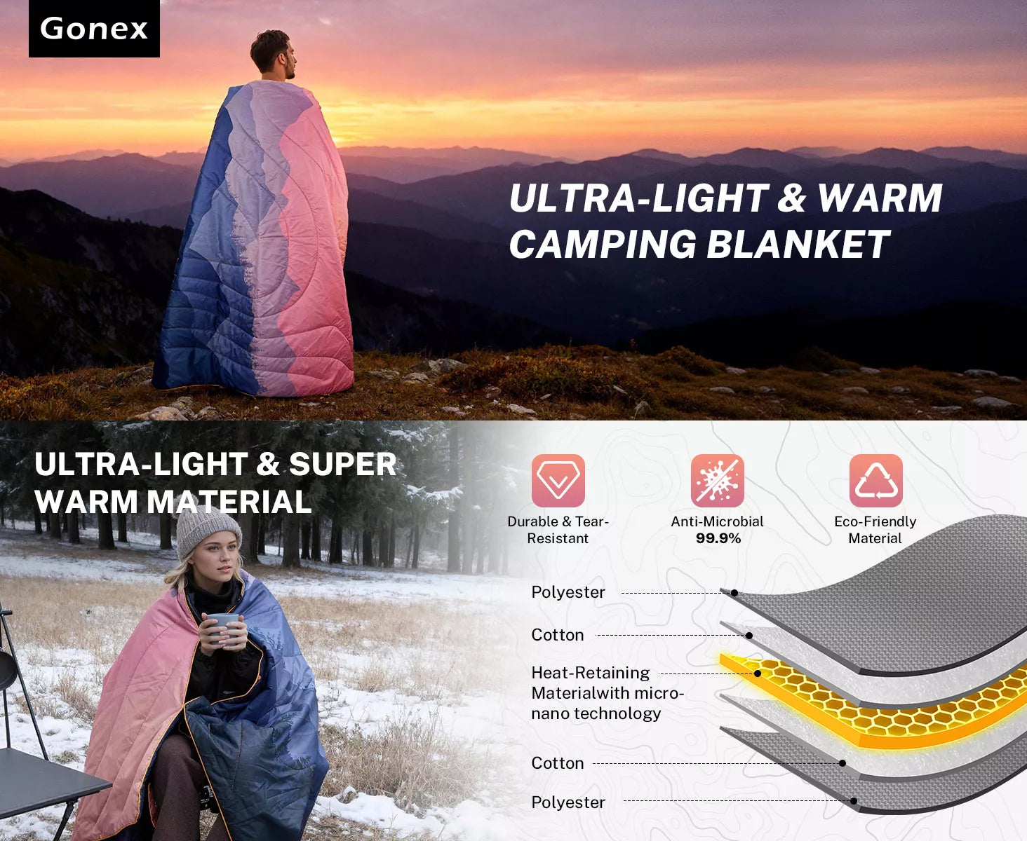 Ultra light and warm camping blanket