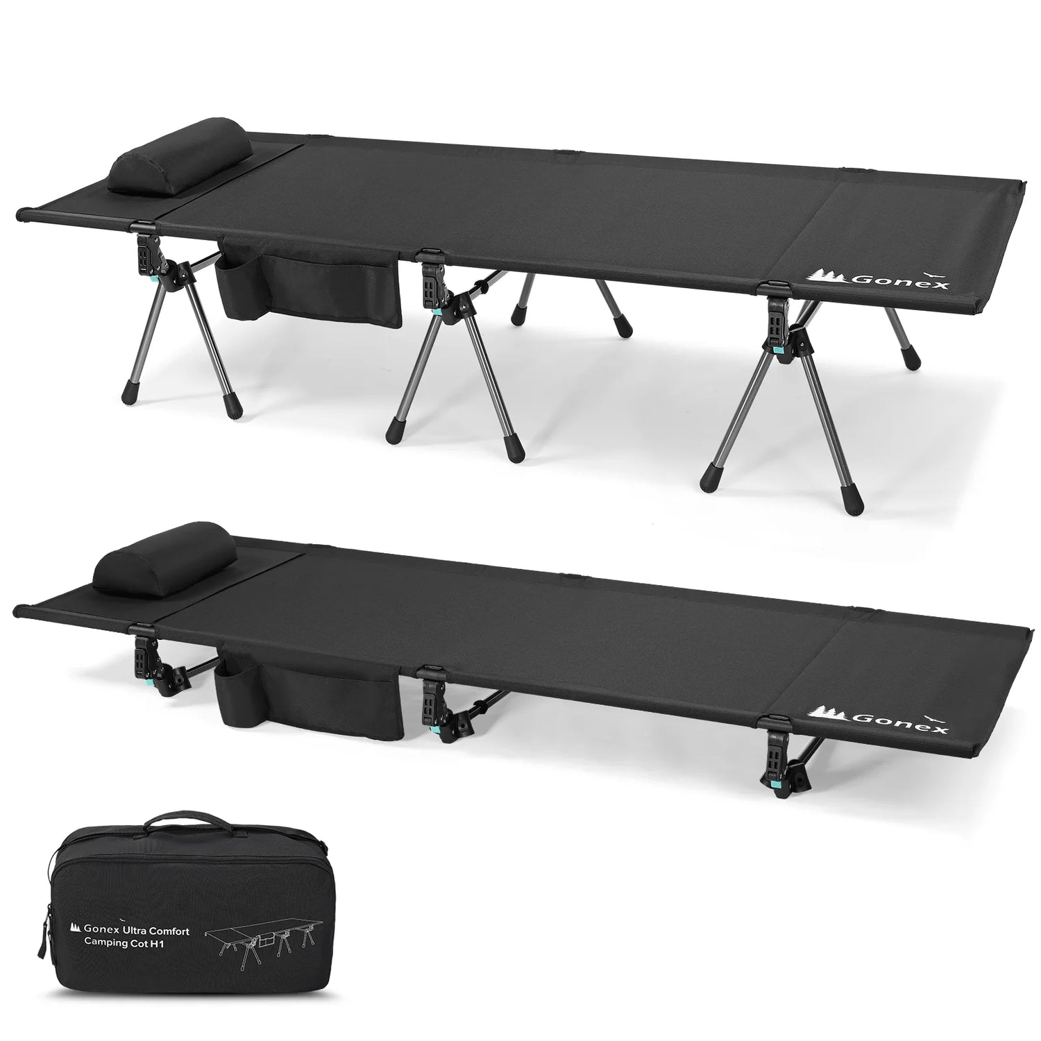 Gonex 2 in 1 Ultralight Folding Camping Cot with Leg Extenders