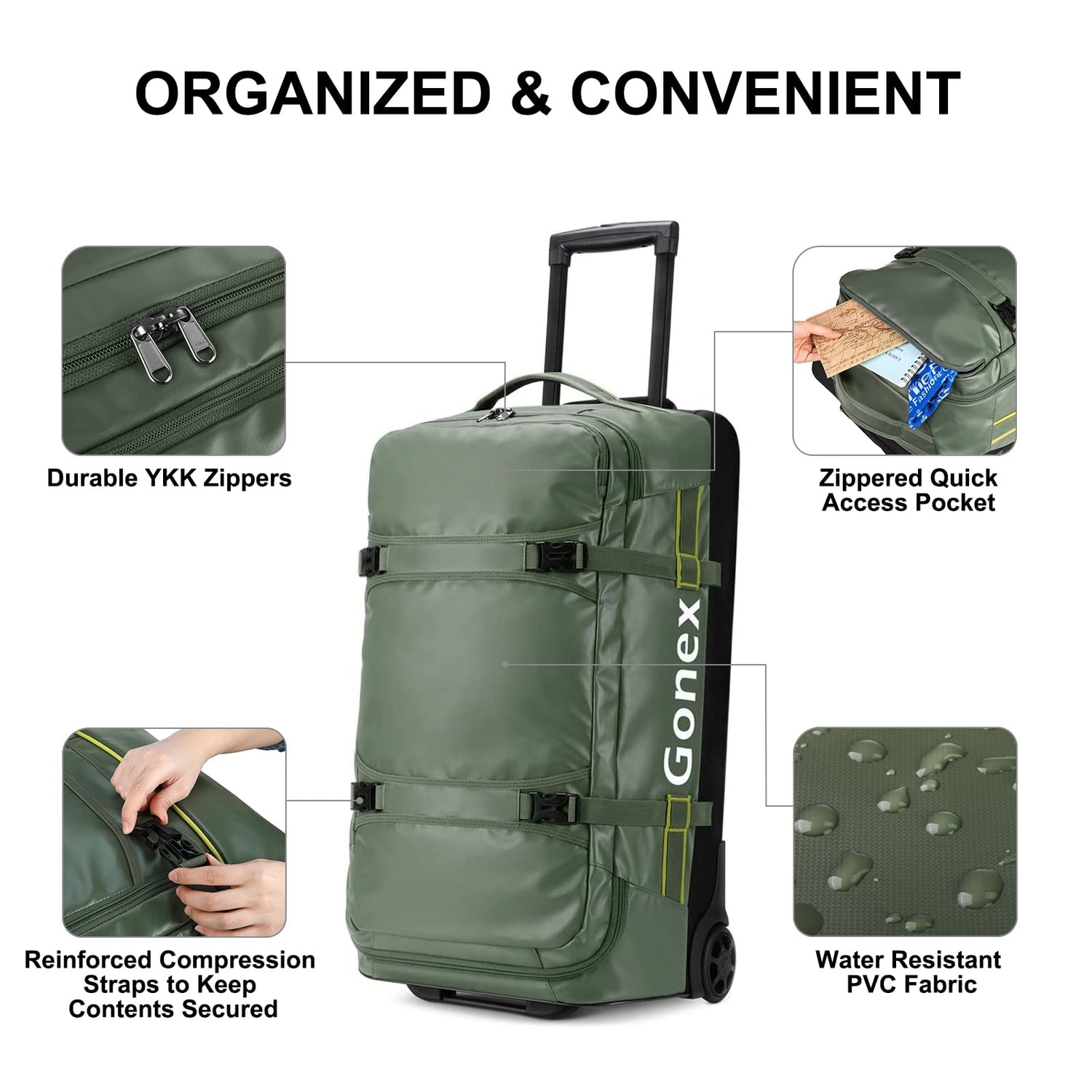 Gonex 25 Inch Rolling Duffle Bags with Wheels Gonex 25 Inch Rolling Duffle Bags with Wheels