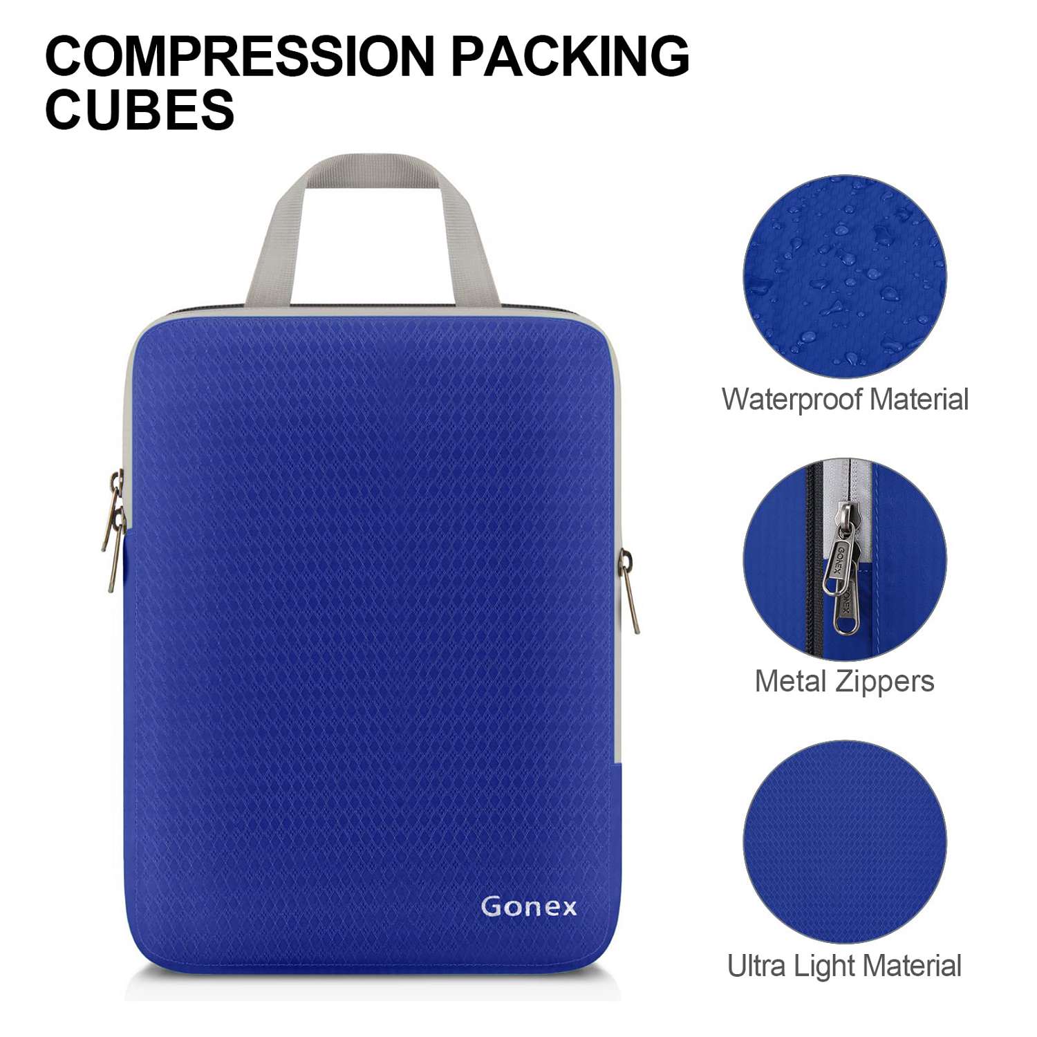 Maximize Packing Space with Gonex Compression Packing Cubes 3Pcs Set