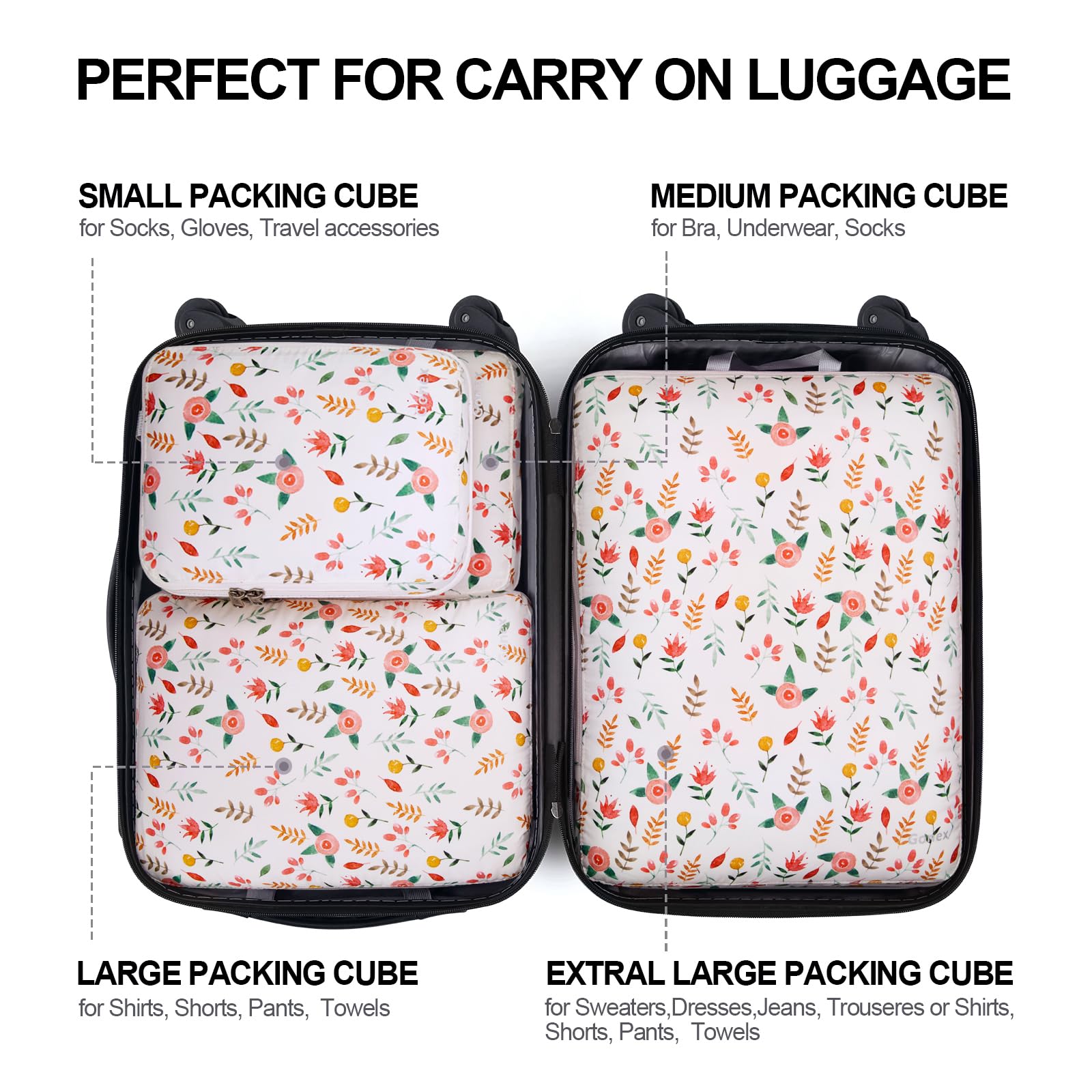 3/4PCS Compression Packing Cubes Suitcase Travel Essentials