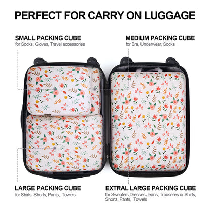 Gonex Floral Compression Packing Cubes Set of 4