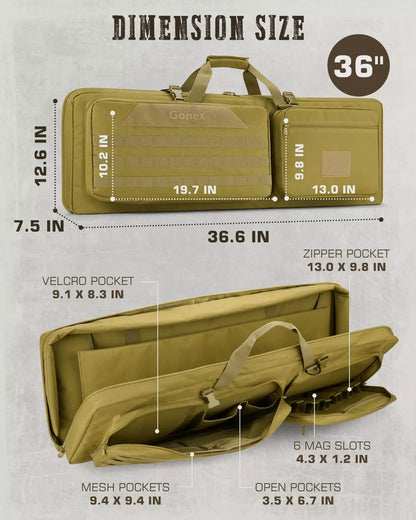 Gonex dual rifle carry case dimension size