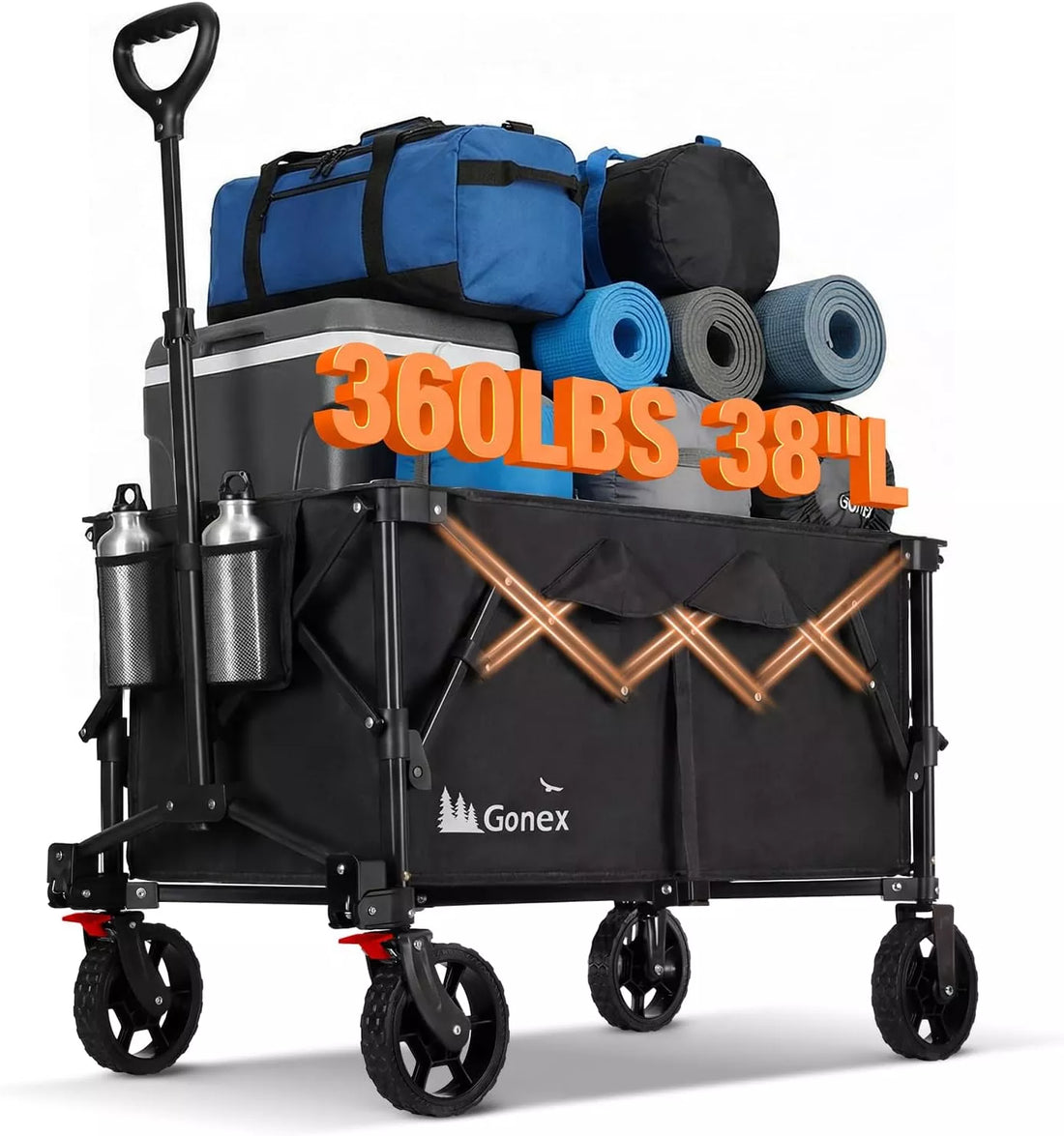 Gonex black folding cart with camping gear