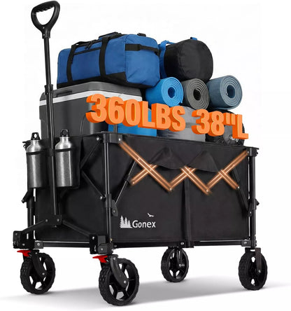 Gonex black folding cart with camping gear