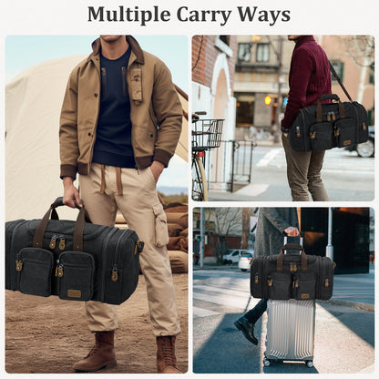 Gonex 60L Expandable Canvas Duffle Bag with Shoe Compartment
