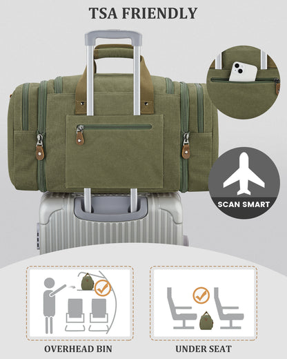 Gonex 60L Expandable Canvas Duffle Bag with Shoe Compartment