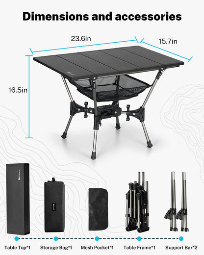 Gonex aluminum camping table with Swift-X stable frame supporting up to 110 lbs