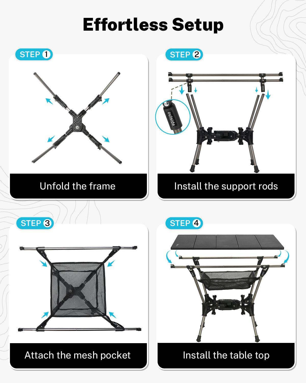 Gonex folding aluminum camping table with easy four step setup