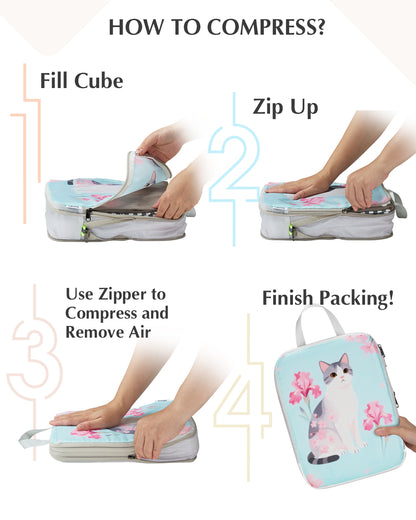 Gonex 6-Piece Animals Compression Packing Cubes