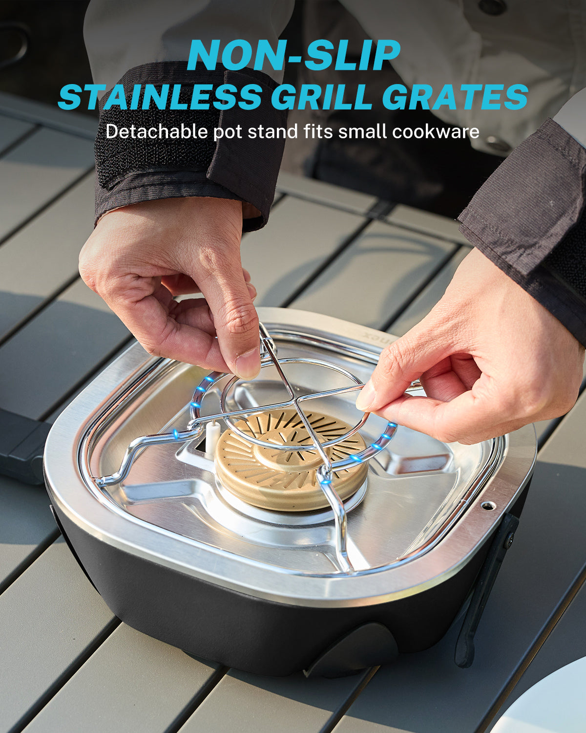 Gonex camping stove with detachable non-slip pot stand for small cookware