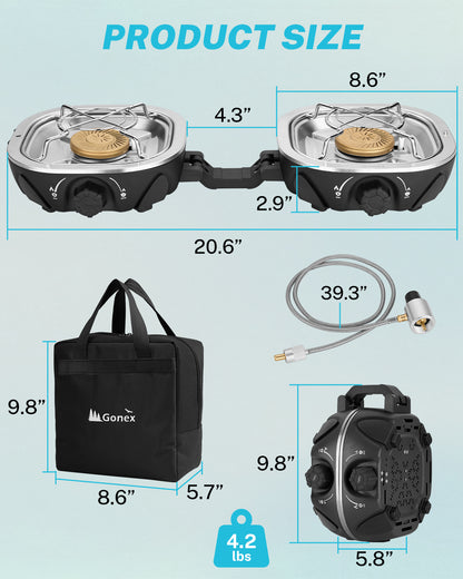 Gonex 20,000 BTU Portable Double Burner Camping Stove